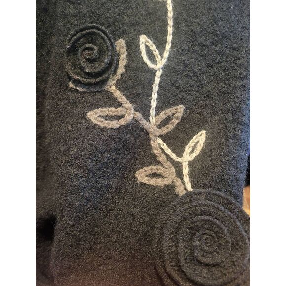 Vintage Alison Sheri Jacket Women's XL Black Boiled Wool Embroidered Boho Fairy - Picture 4 of 5